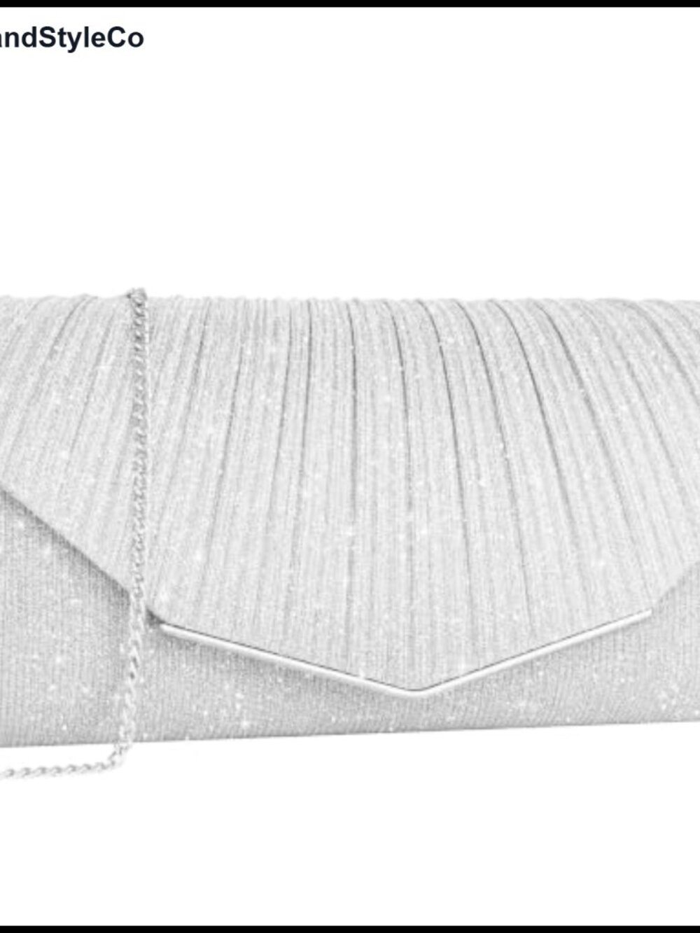 Sparkly Pleated Evening Clutch with Chain Strap Convertible Formal Purse